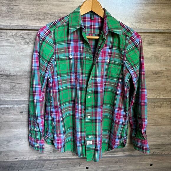 LRL Lauren Ralph Lauren Pink Green Plaid Classic Button Down Shirt women's S - Picture 1 of 11